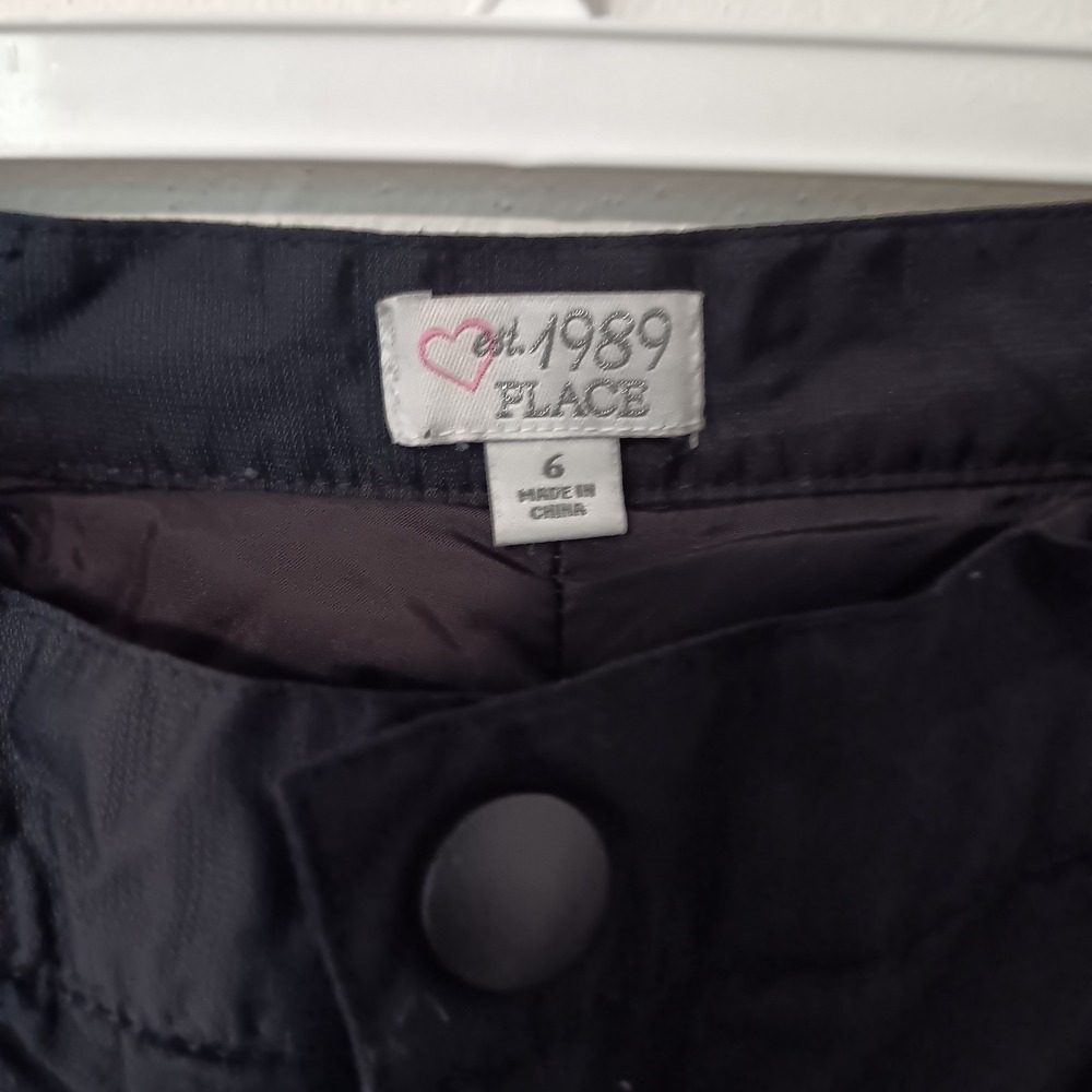 Childrens Place Kids Snow Pants Size 6 Black Adjustable Waist Insulated Winter - Picture 3 of 6